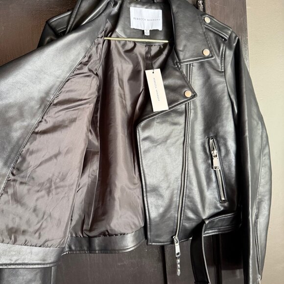 Rebecca Minkoff “Jett Moto” Black Faux Leather Jacket NWT Size M - Picture 4 of 11